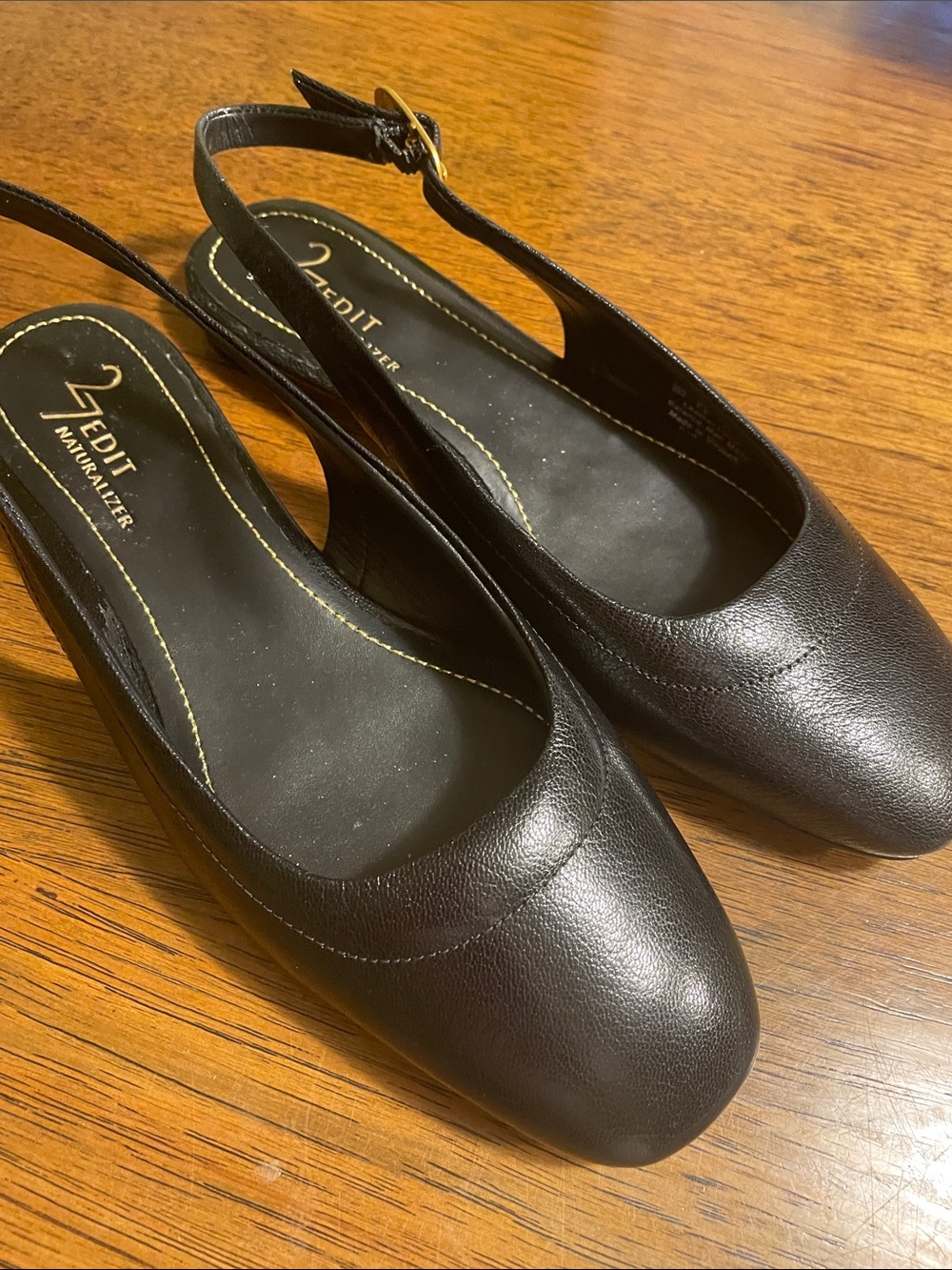 Naturalizer Black Leather Slingback Flats
